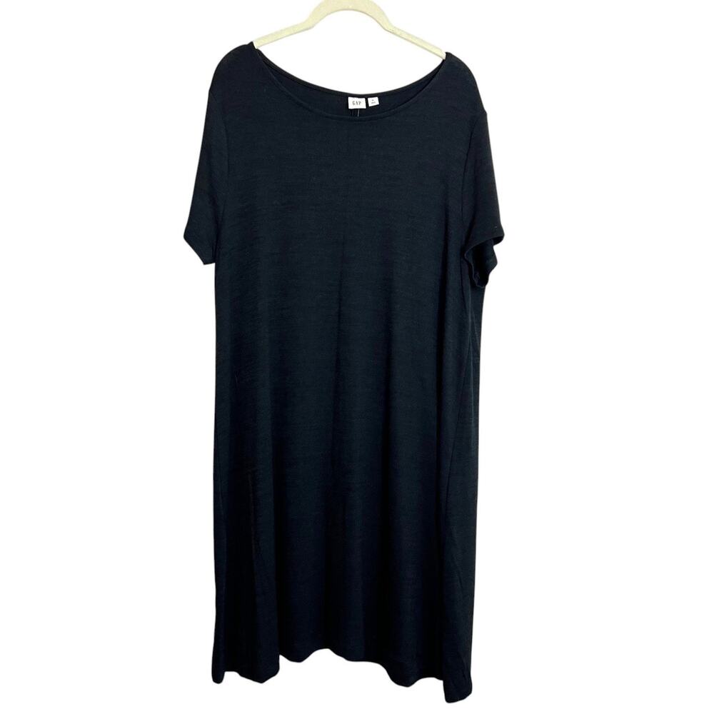 Gap Womens Sweater Knit Dress Short Sleeve XL Black Lightweight Minimalist